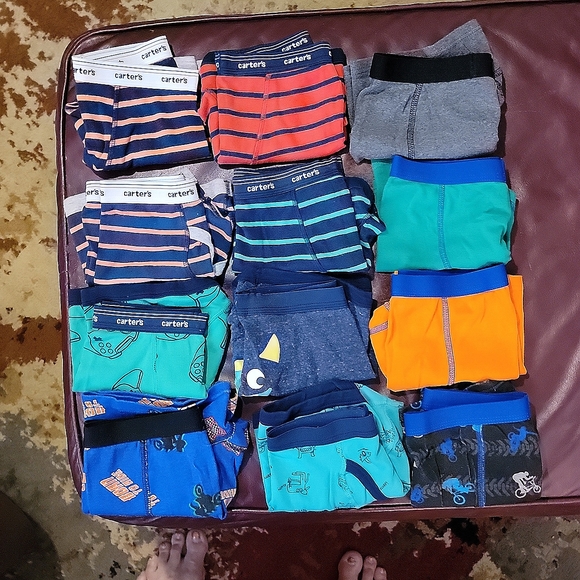 Carters bxer/brief underwear. 8 pair Carters sz 8,4 pair Wonder Nation sz 10/12. - Picture 1 of 2